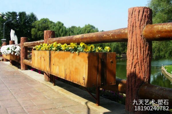 步道水泥仿木柵欄 步道水泥仿木柵欄