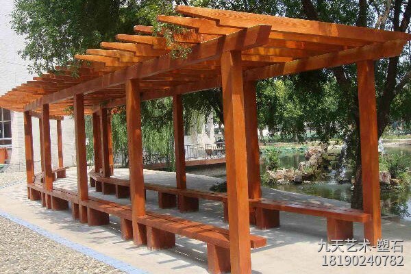 小區(qū)水泥仿木花架 小區(qū)水泥仿木花架