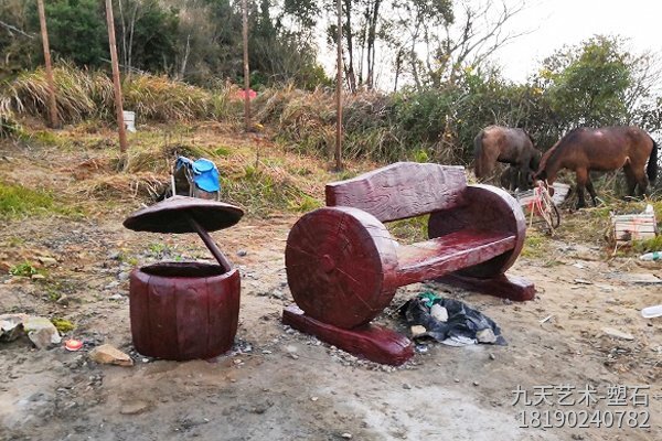 室外水泥仿木休閑椅 室外水泥仿木休閑椅